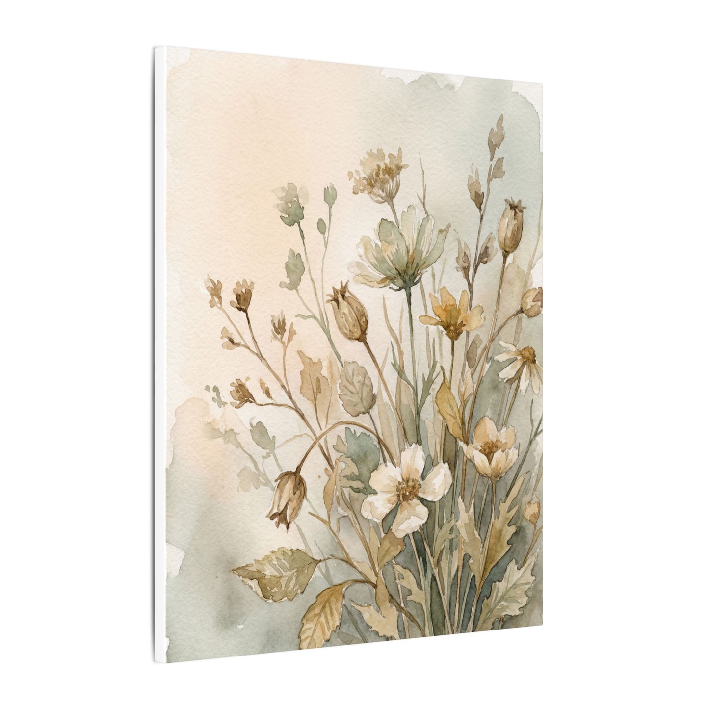 Summer Dried Flowers Watercolor Canvas Art | Elegant Decor