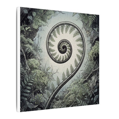 Zen Fern Unfurling in Dawn | Ukiyo E Inspired Canvas Art