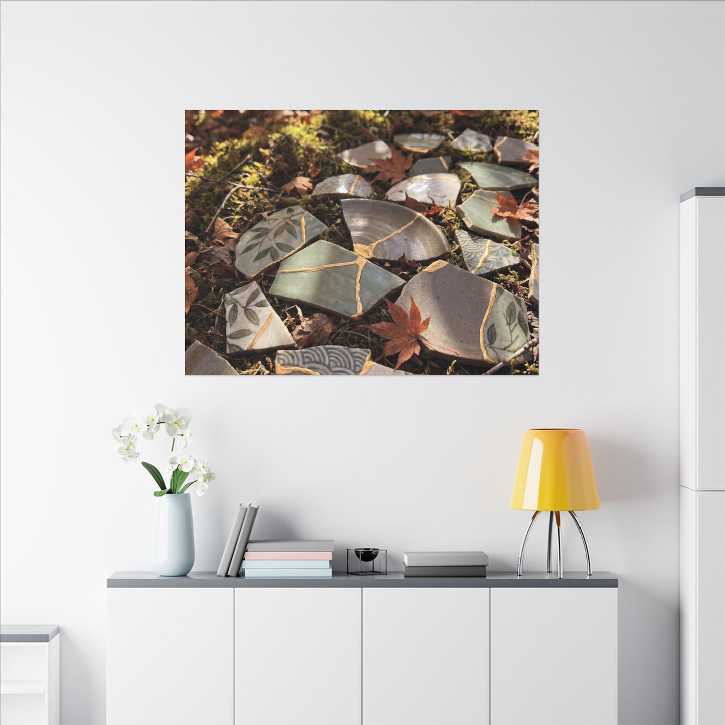 Broken Pottery Japanese Pattern Canvas Art | Elegant Japandi Art