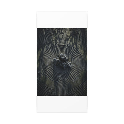 Moody Rock Garden Canvas Art - Dark Texture Dark Japandi