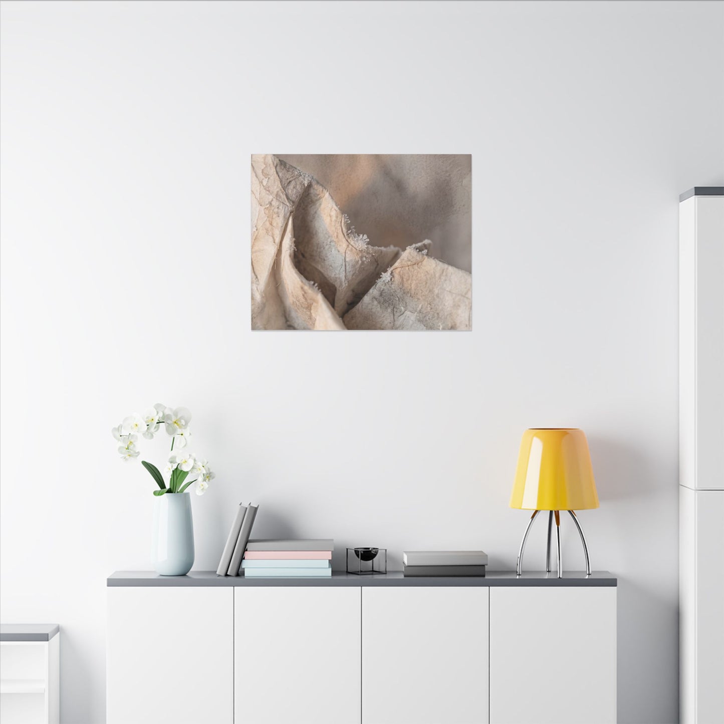 Japandi Paper Fold in Candlelight | Watercolor Canvas Art
