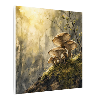 Wild Mushrooms Canvas Art | Spring Japandi Watercolor Art