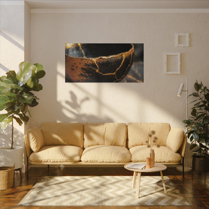 Kintsugi Ceramic Bowl in Golden Hour | Gold Vein Canvas Art