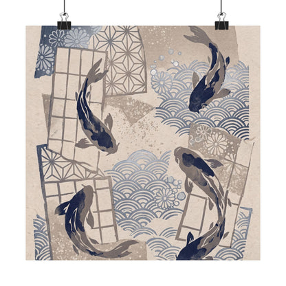 Seijaku Koi Pond Wall Art Print - Japandi Japanese Pattern