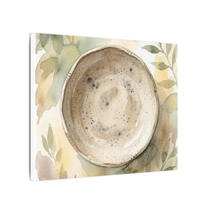 Ceramic Bowl Watercolor Canvas Art | Warm Japandi Art