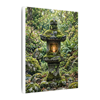 Neutral Stone Lantern Canvas Art - Japanese Pattern Japandi