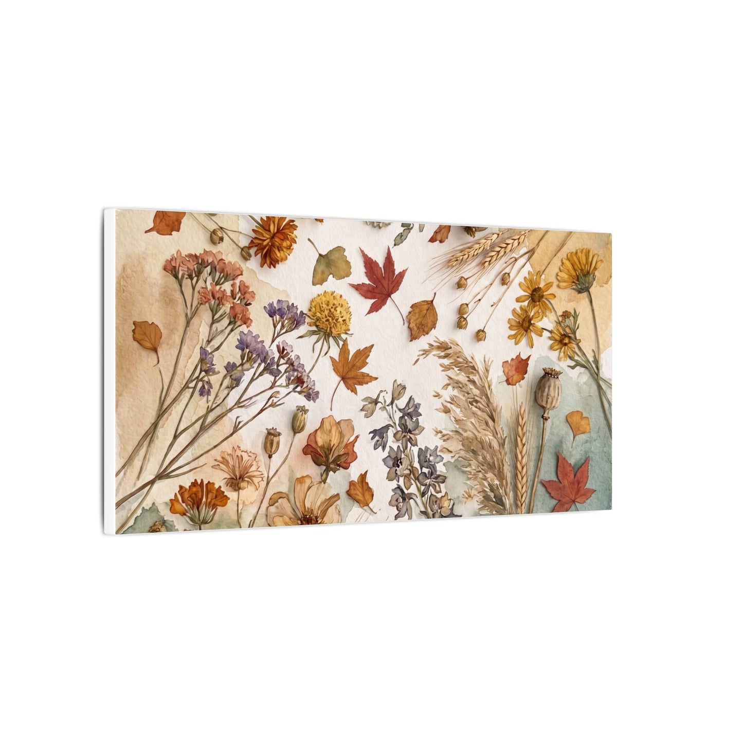 Dried Flowers Canvas Art | Autumn Japandi Watercolor Art