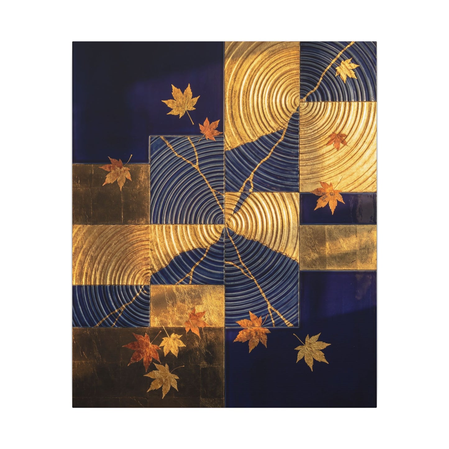 Autumn Water Ripple Crackle Gold Canvas Art | Artful Decor
