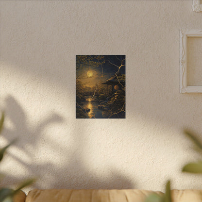 Spring Moonlit Garden Gold Vein Canvas Art | Resilient Decor