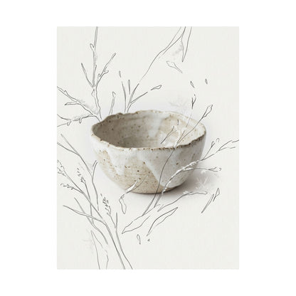 Japandi Ceramic Bowl in Overcast | Minimal Line Wall Art Print