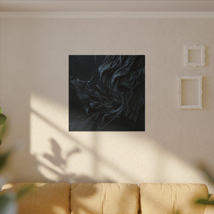 Dark Japandi Silk Drape in Moonlight | Moody Minimal Canvas Art