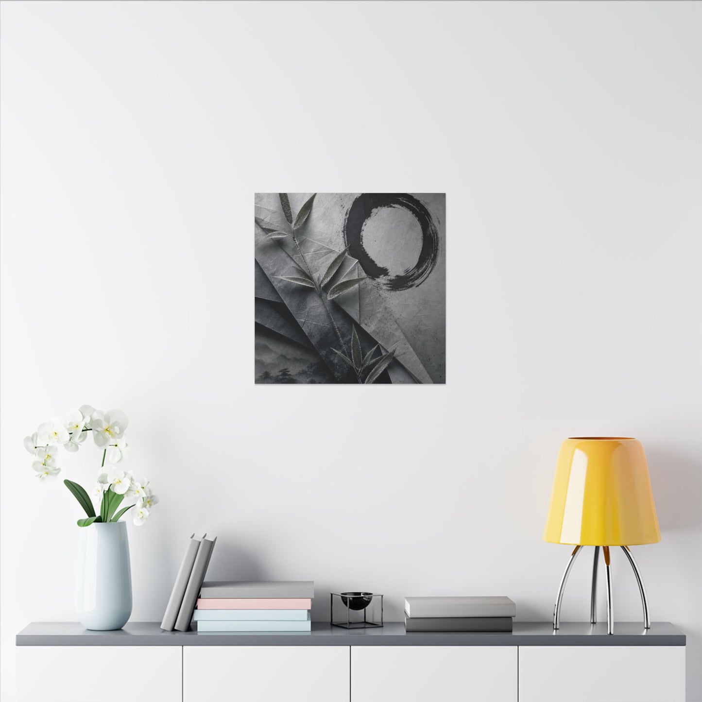 Winter Paper Fold Enso Canvas Art | Serene Decor