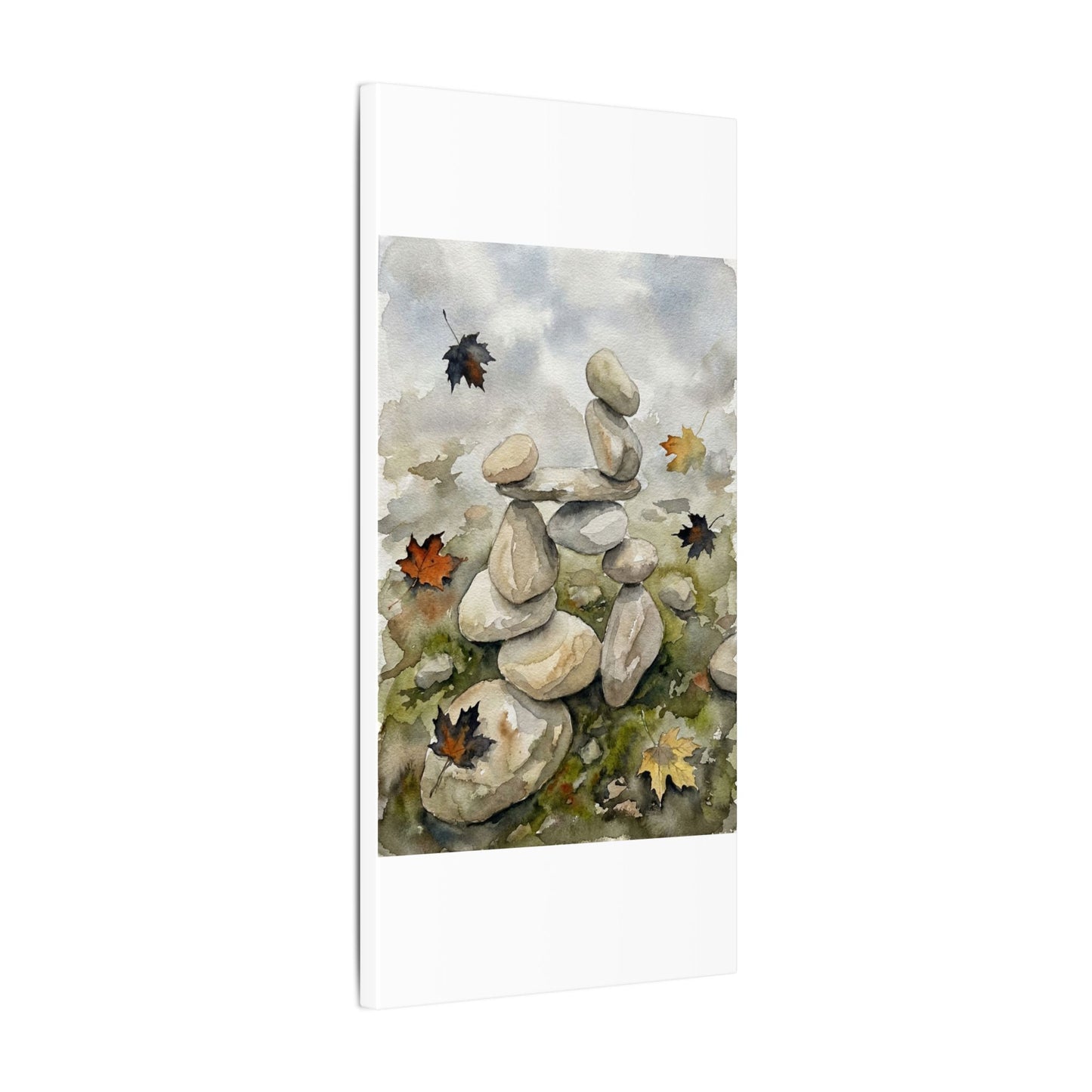 Overcast River Stones Canvas Art - Japandi Fukinsei