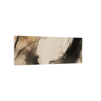 Japandi Ink Brushstroke in Golden Hour | Watercolor Canvas Art