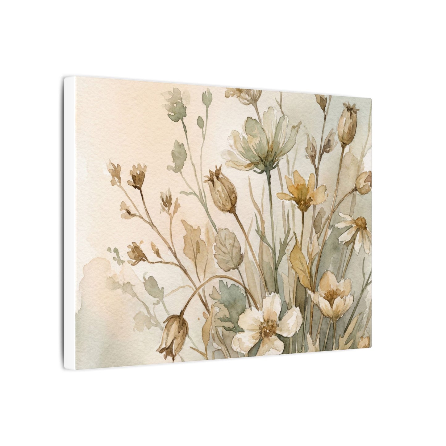 Summer Dried Flowers Watercolor Canvas Art | Elegant Decor