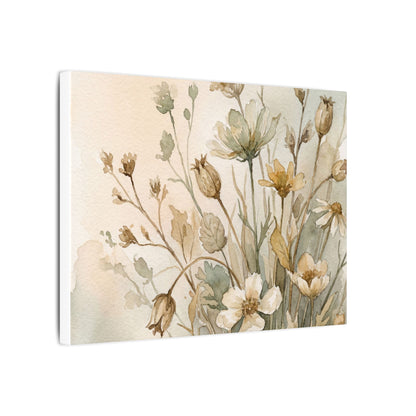 Summer Dried Flowers Watercolor Canvas Art | Elegant Decor
