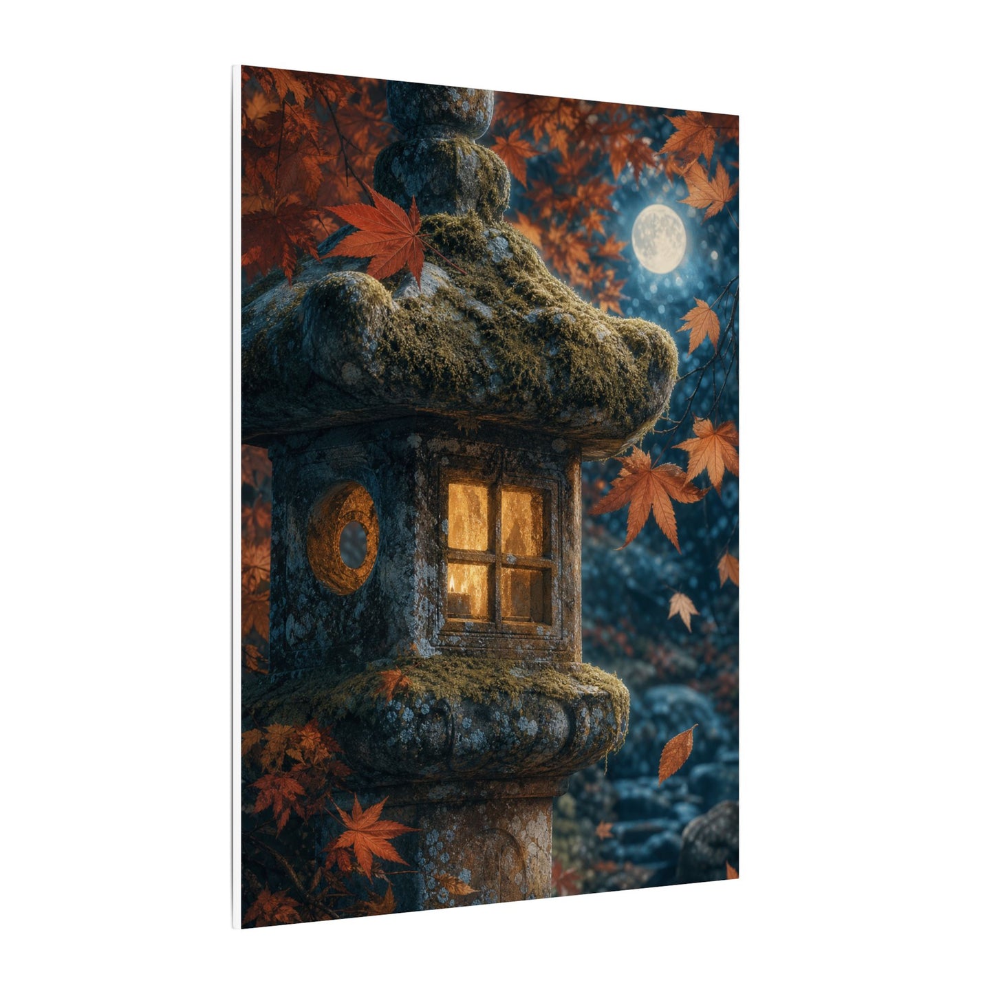 Autumn Stone Lantern Forest Whimsy Canvas Art | Earthy Decor