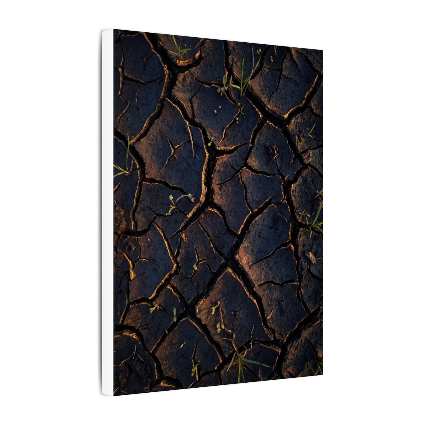 Cracked Earth Moody Minimal Canvas Art | Luxurious Dark Japandi Art