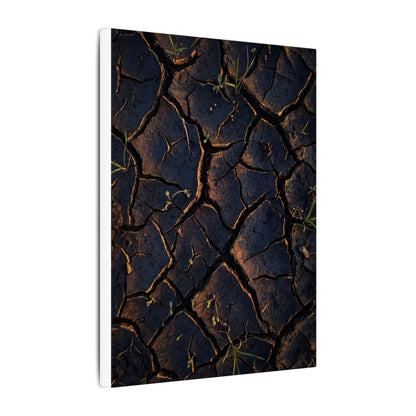 Cracked Earth Moody Minimal Canvas Art | Luxurious Dark Japandi Art