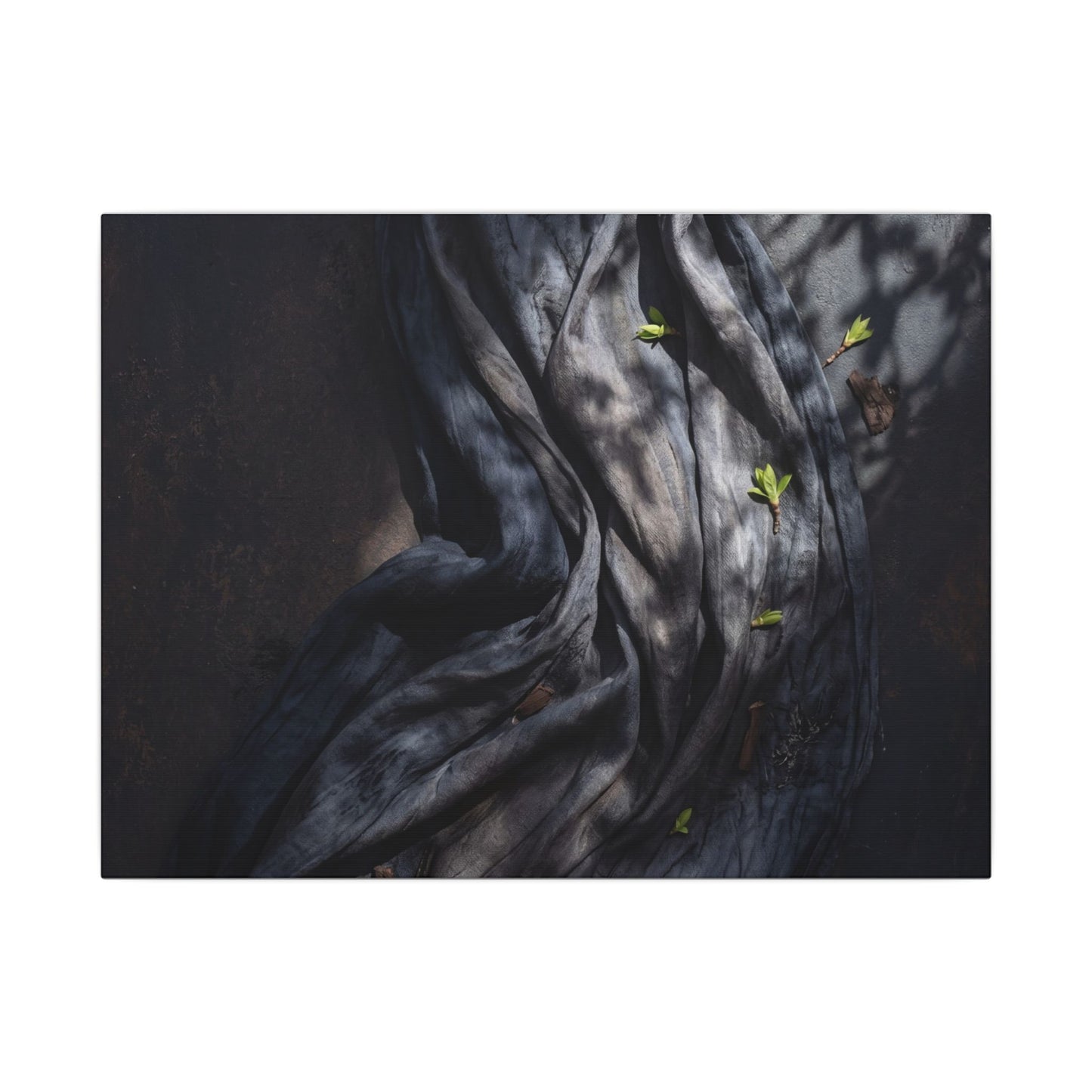 Seijaku Silk Drape Canvas Art - Dark Japandi Dark Texture
