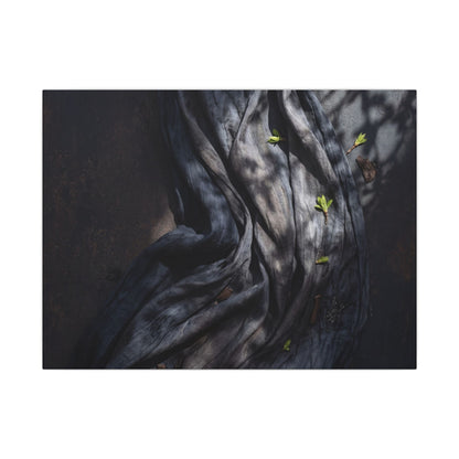 Seijaku Silk Drape Canvas Art - Dark Japandi Dark Texture