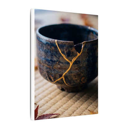 Tea Ceremony Autumn Canvas Art | Kintsugi Healing Design