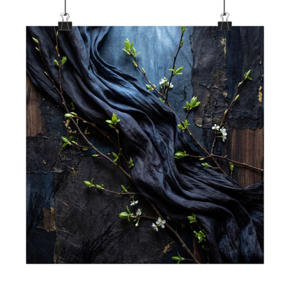 Moonlight Silk Drape Wall Art Print - Dark Japandi Datsuzoku Art Print