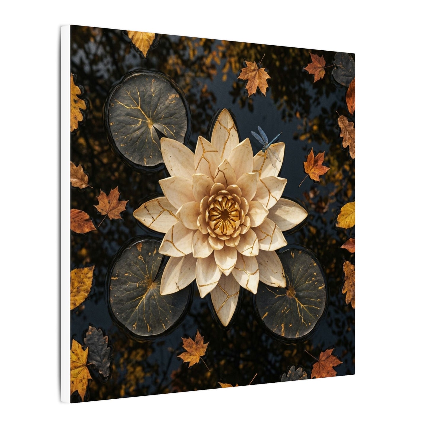 Healing Lotus Flower Canvas Art - Gold Repair Kintsugi