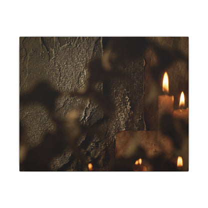 Shadow Play Dark Texture Canvas Art | Moody Dark Japandi Art