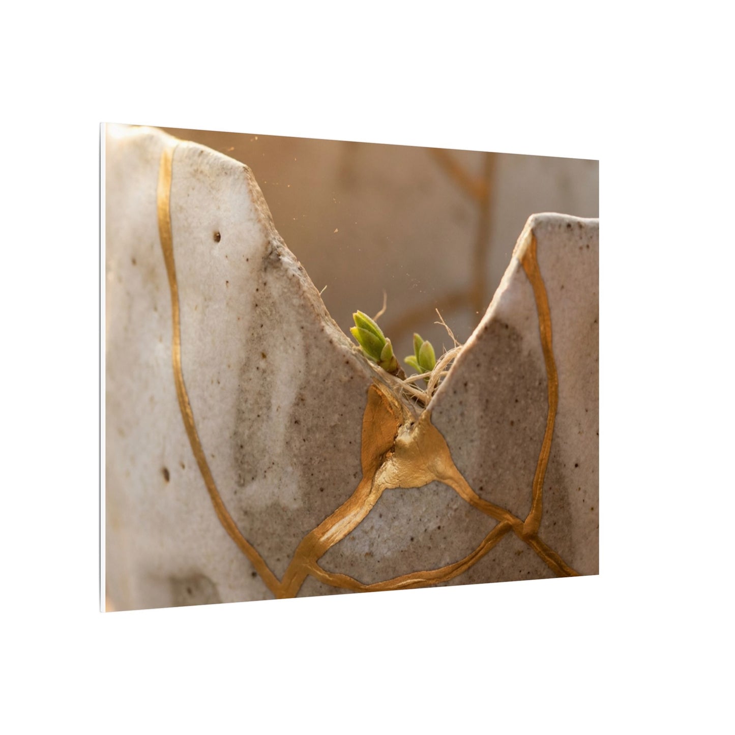 Golden Hour Broken Pottery Canvas Art - Japandi Kanso