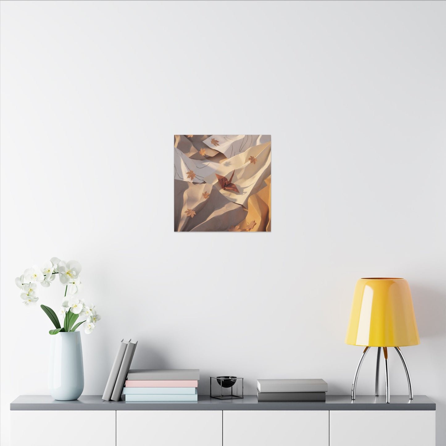 Autumn Paper Fold Minimal Line Canvas Art | Cozy Decor