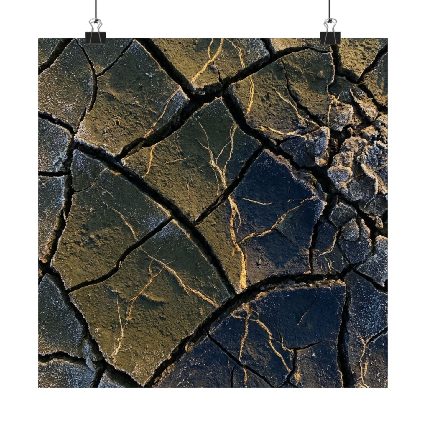 Kanso Cracked Earth Wall Art Print - Dark Japandi Moody Minimal Art Print