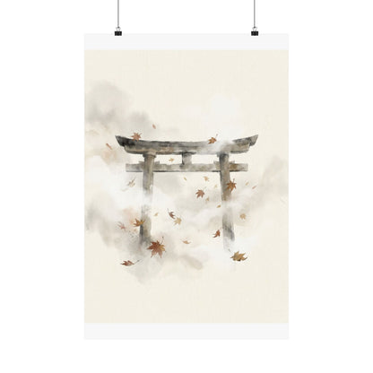Calm Torii Gate Wall Art Print - Sumi E Zen