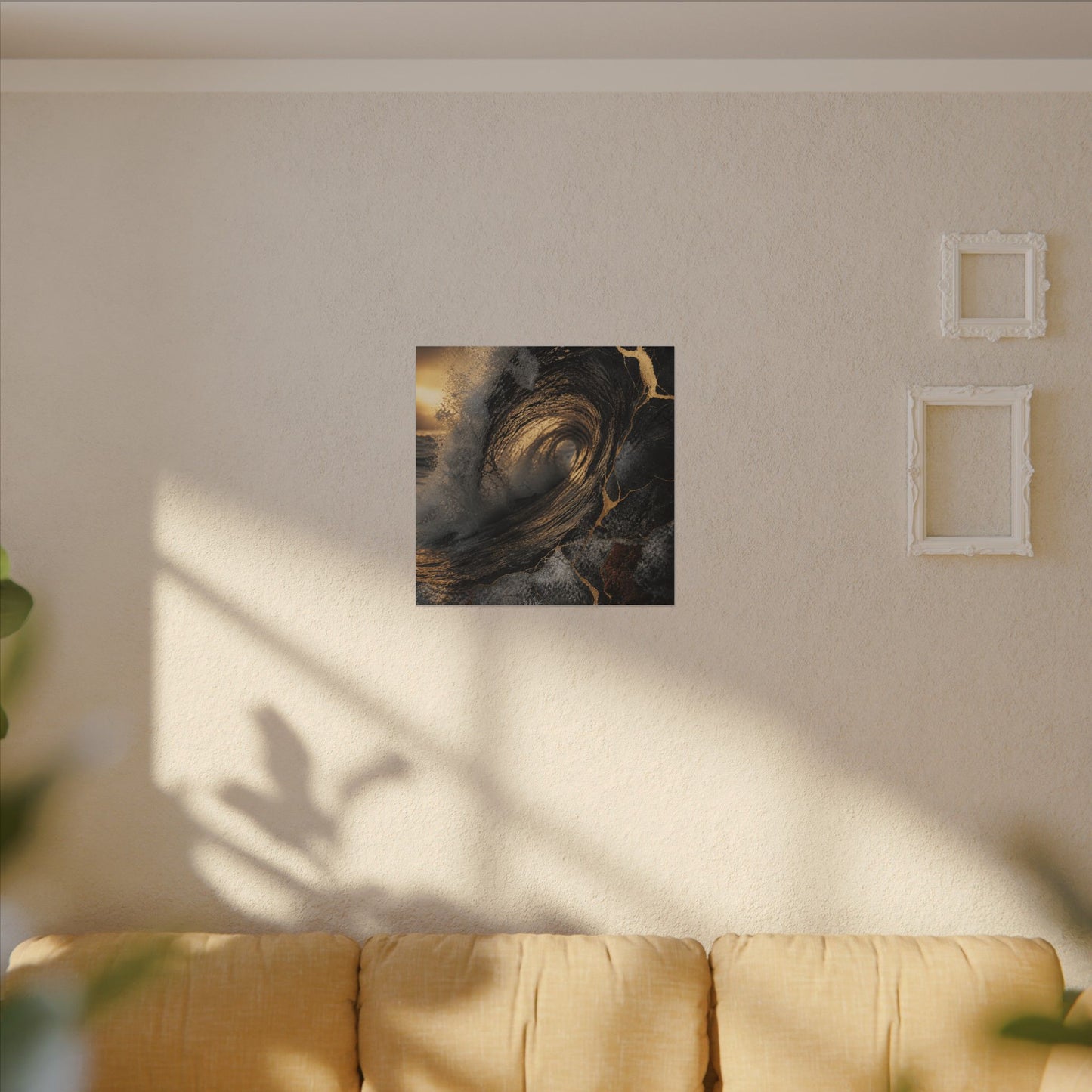 Kanso Ocean Wave Canvas Art - Kintsugi Gold Vein
