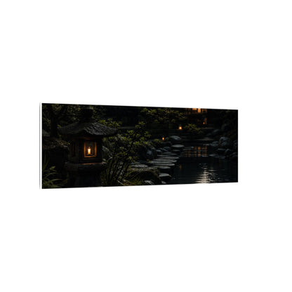 Moonlit Garden Shadow Zen Canvas Art | Sophisticated Dark Japandi Art