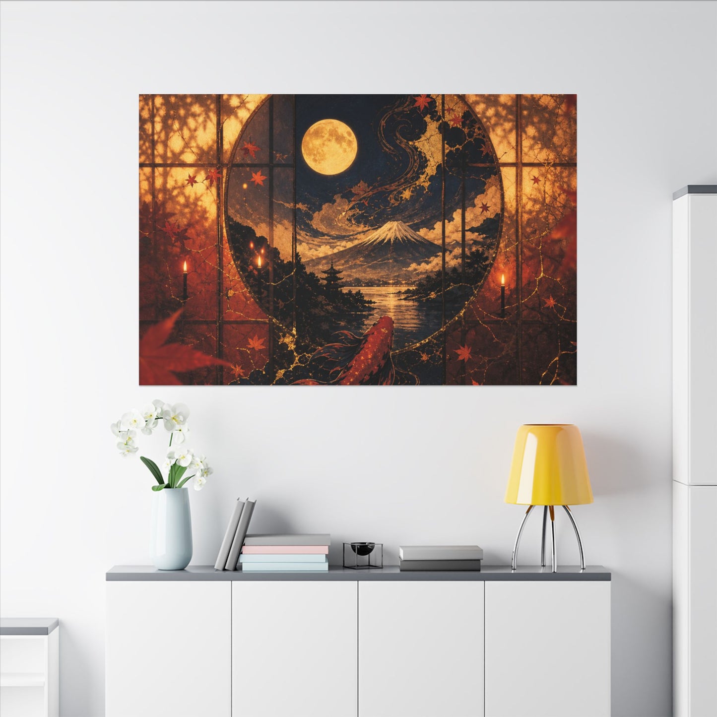 Beautiful Shoji Screen Canvas Art - Gold Vein Kintsugi