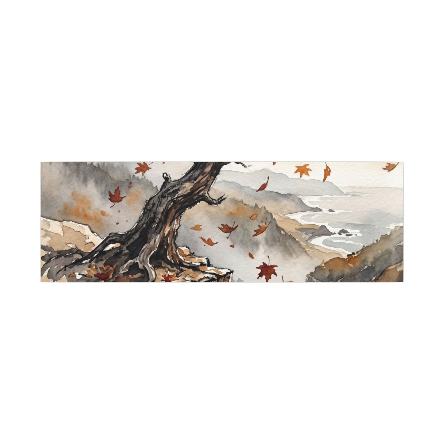 Autumn Pine Tree Watercolor Canvas Art | Warm Decor