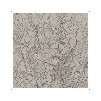 Japandi Dried Flowers in Overcast | Minimal Line Sticker