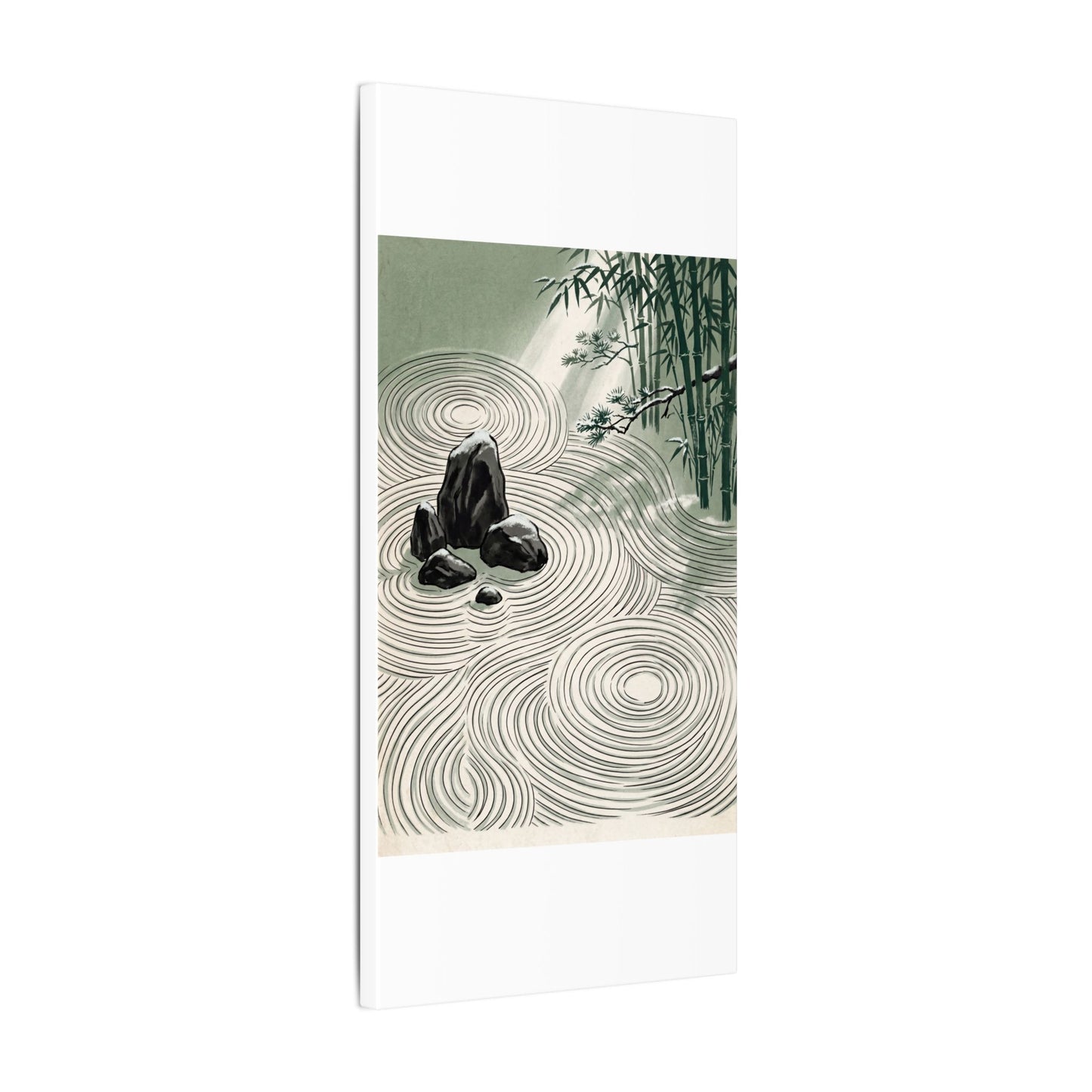 Shibui Rock Garden Canvas Art - Zen Ukiyo E Inspired