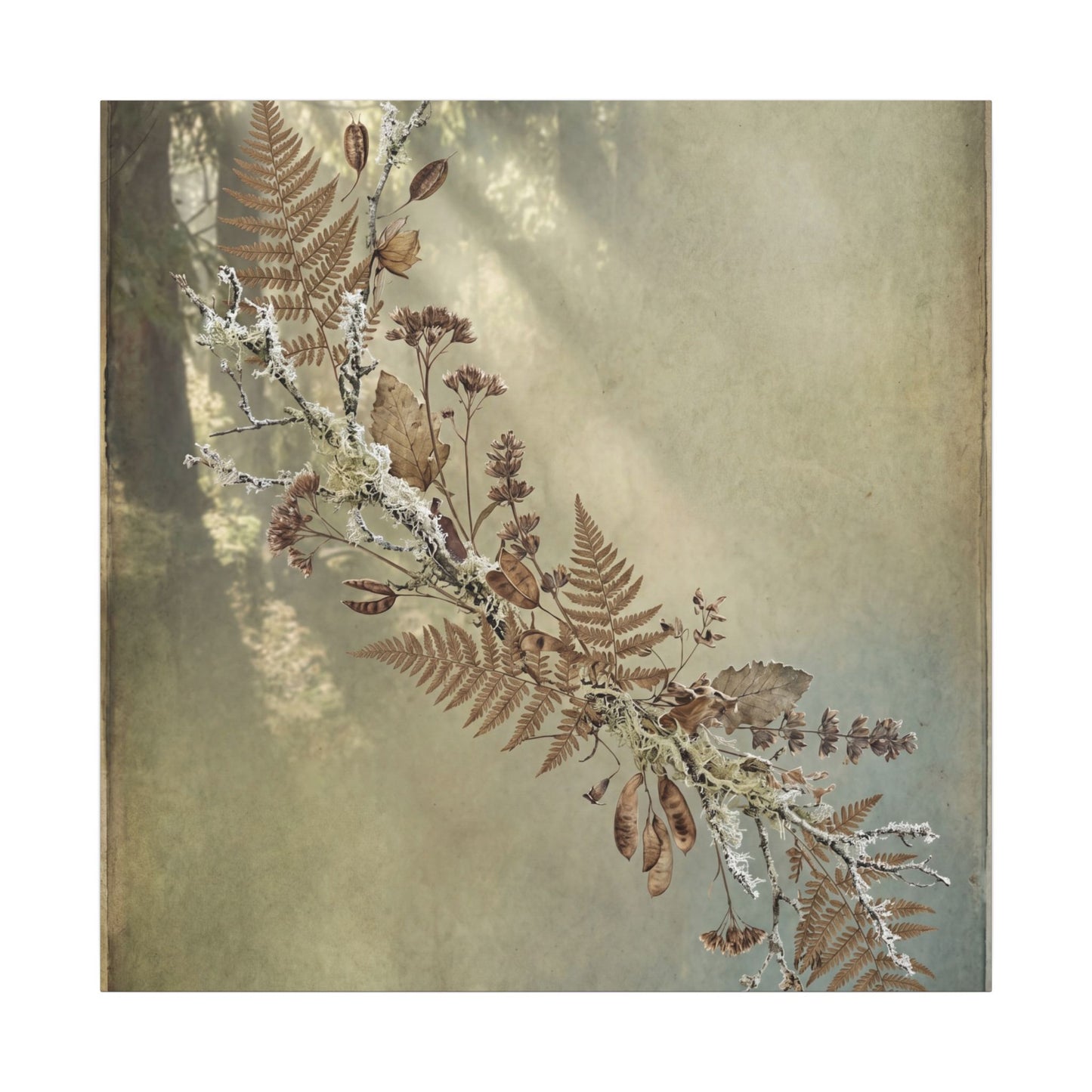 Winter Dried Flowers Forest Whimsy Canvas Art | Earthy Decor