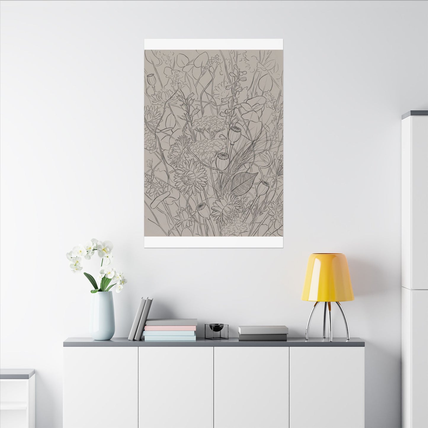 Summer Dried Flowers Minimal Line Canvas Art | Elegant Decor