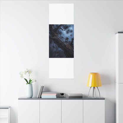 Atmospheric Pine Tree Canvas Art - Shadow Zen Dark Japandi