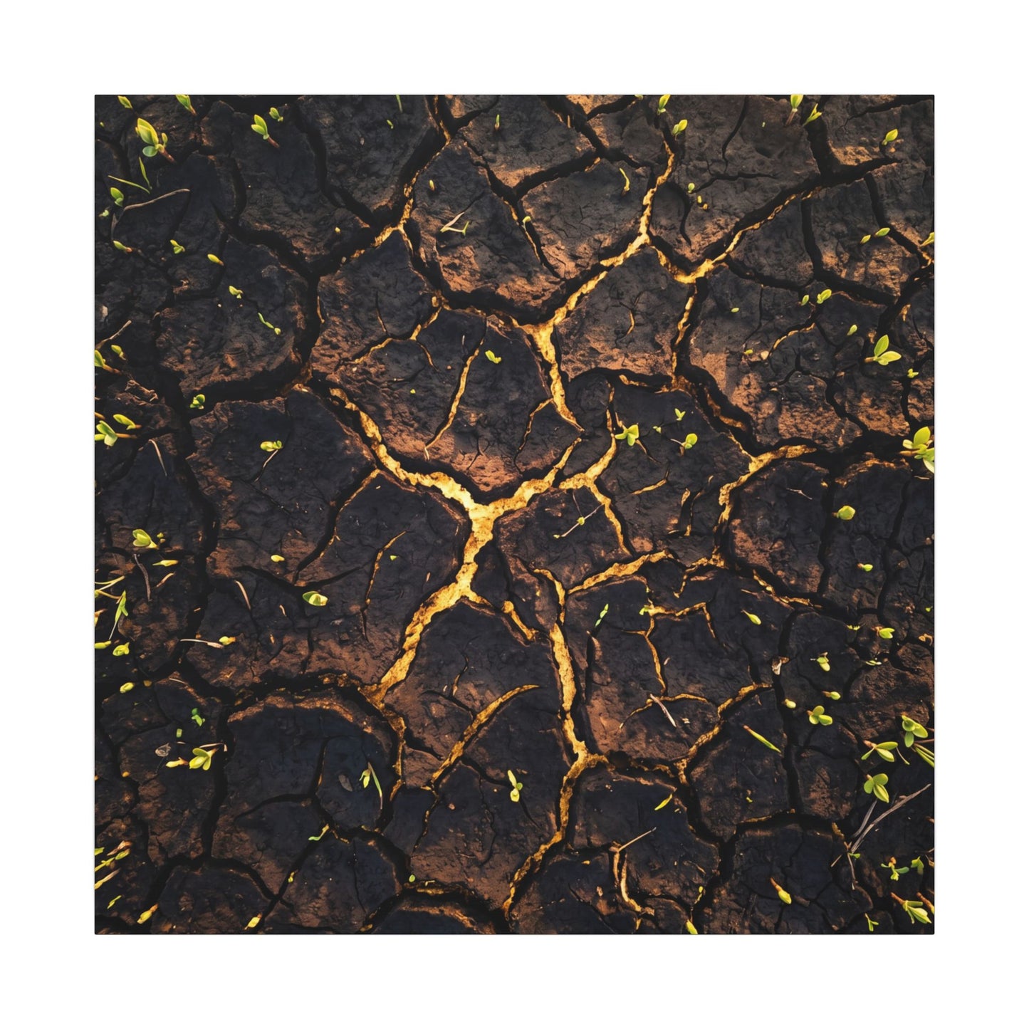 Cracked Earth Moody Minimal Canvas Art | Sophisticated Dark Japandi Art