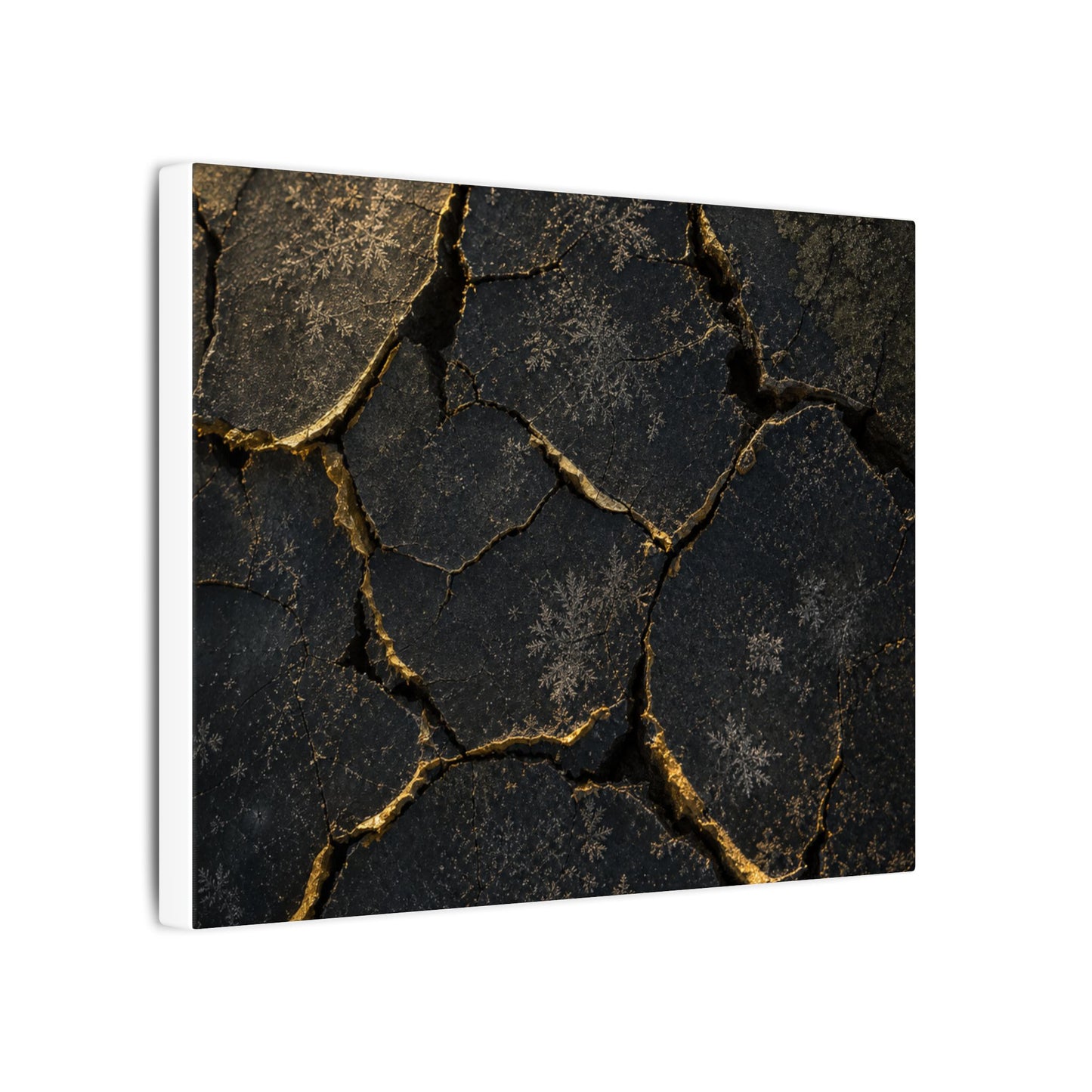 Cracked Earth Canvas Art | Winter Dark Japandi Shadow Zen Art