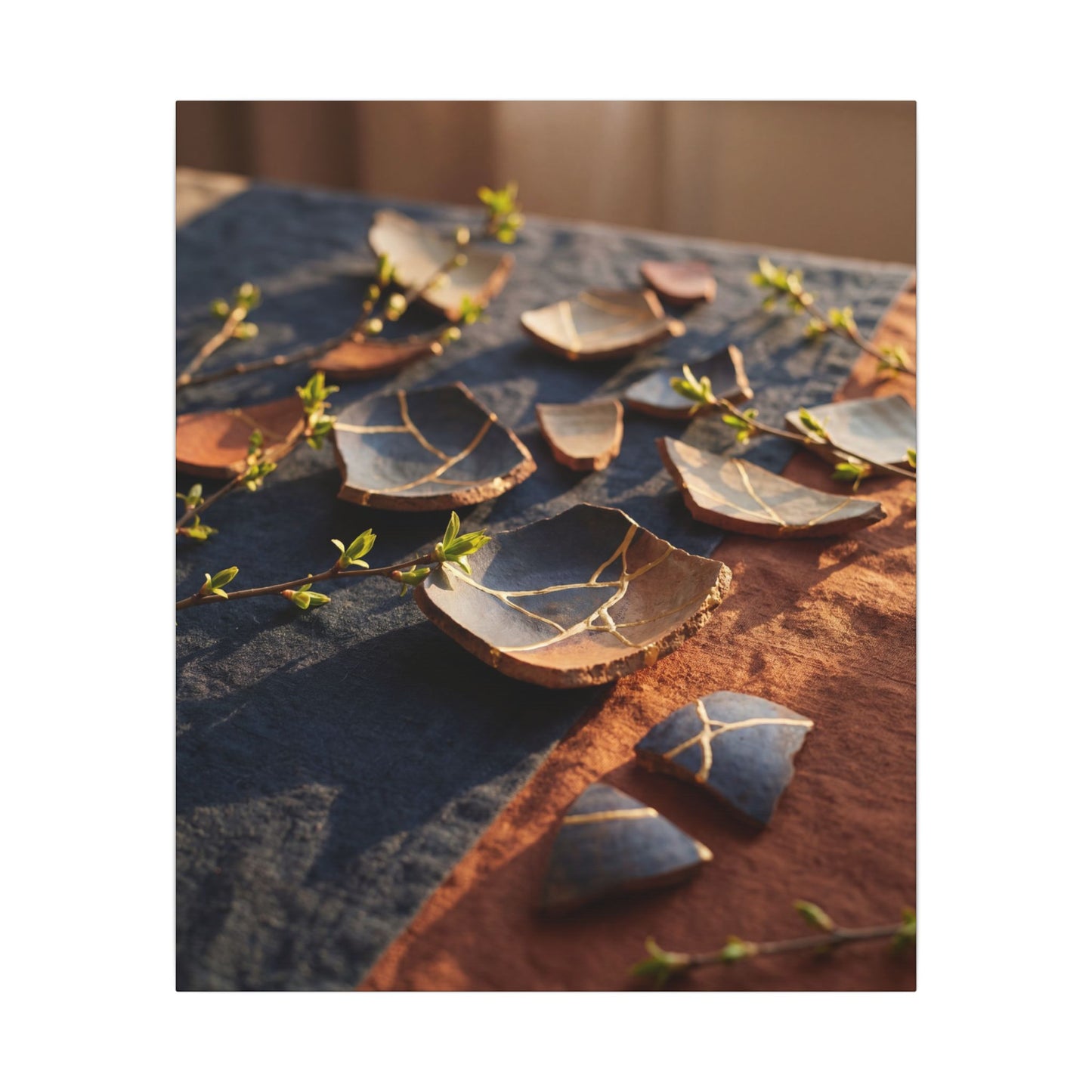 Spring Broken Pottery Gold Vein Canvas Art | Philosophical Decor