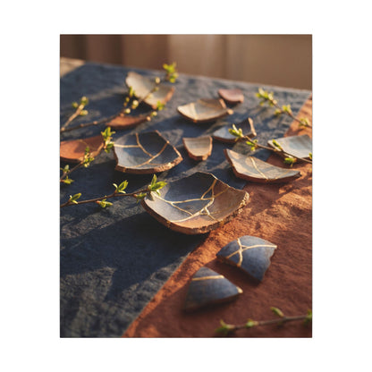 Spring Broken Pottery Gold Vein Canvas Art | Philosophical Decor