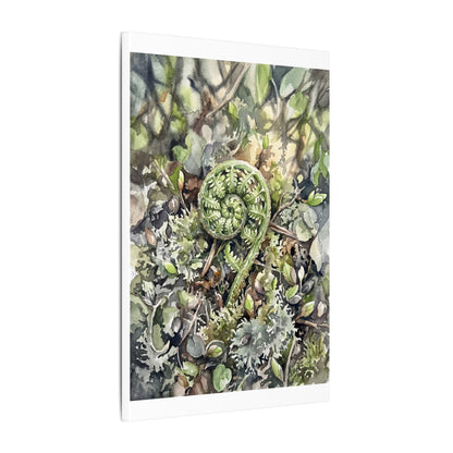 Fern Unfurling Spring Canvas Art | Japandi Neutral Design