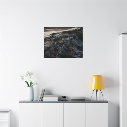 Dark Japandi Ocean Wave in Dawn | Moody Minimal Canvas Art