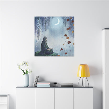 Zen Wisteria in Moonlight | Ukiyo E Inspired Canvas Art