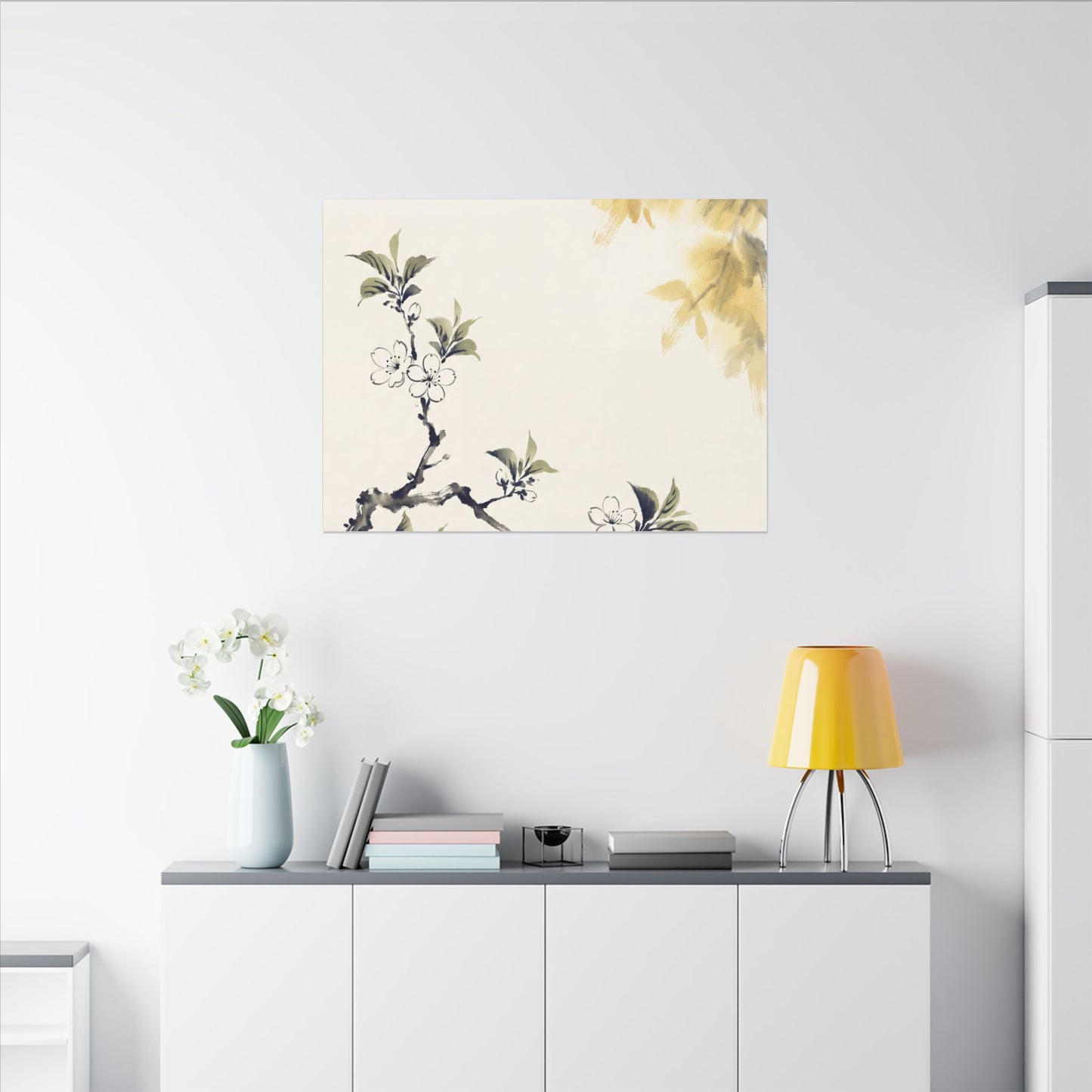 Kanso Cherry Blossom Canvas Art - Zen Sumi E Art Print